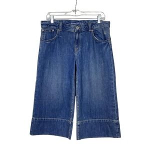 New Banana Republic Wide Leg Crop Jeans Sz‎ 10 Denim Blue Stretch Low Rise